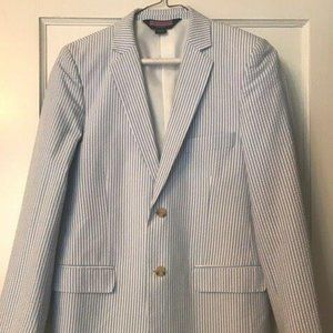 Vineyard Vines Blue Seersucker Jacket, Boys Size 16
